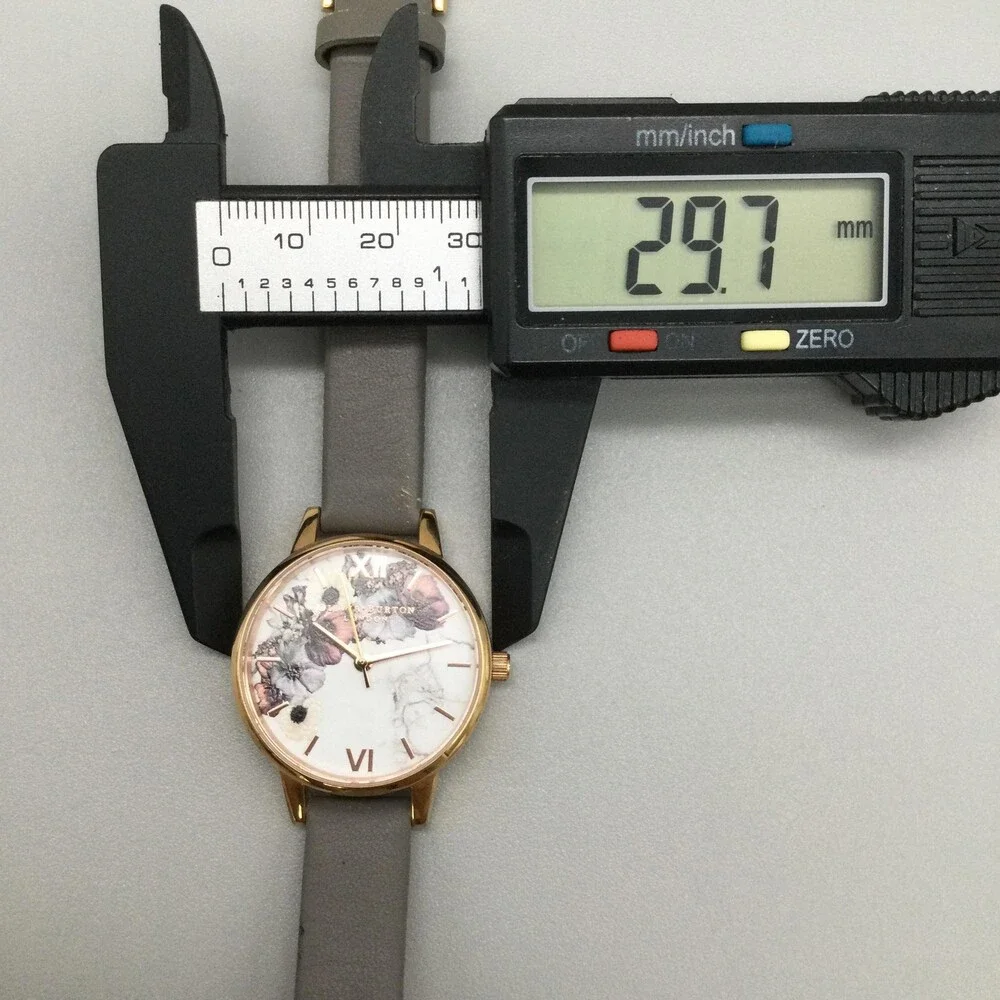 Olivia Burton Womens Watch 30mm Floral Dial Leather Rose Gold Tone New Battery